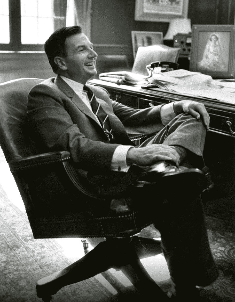 David Rockefeller sitting at his desk